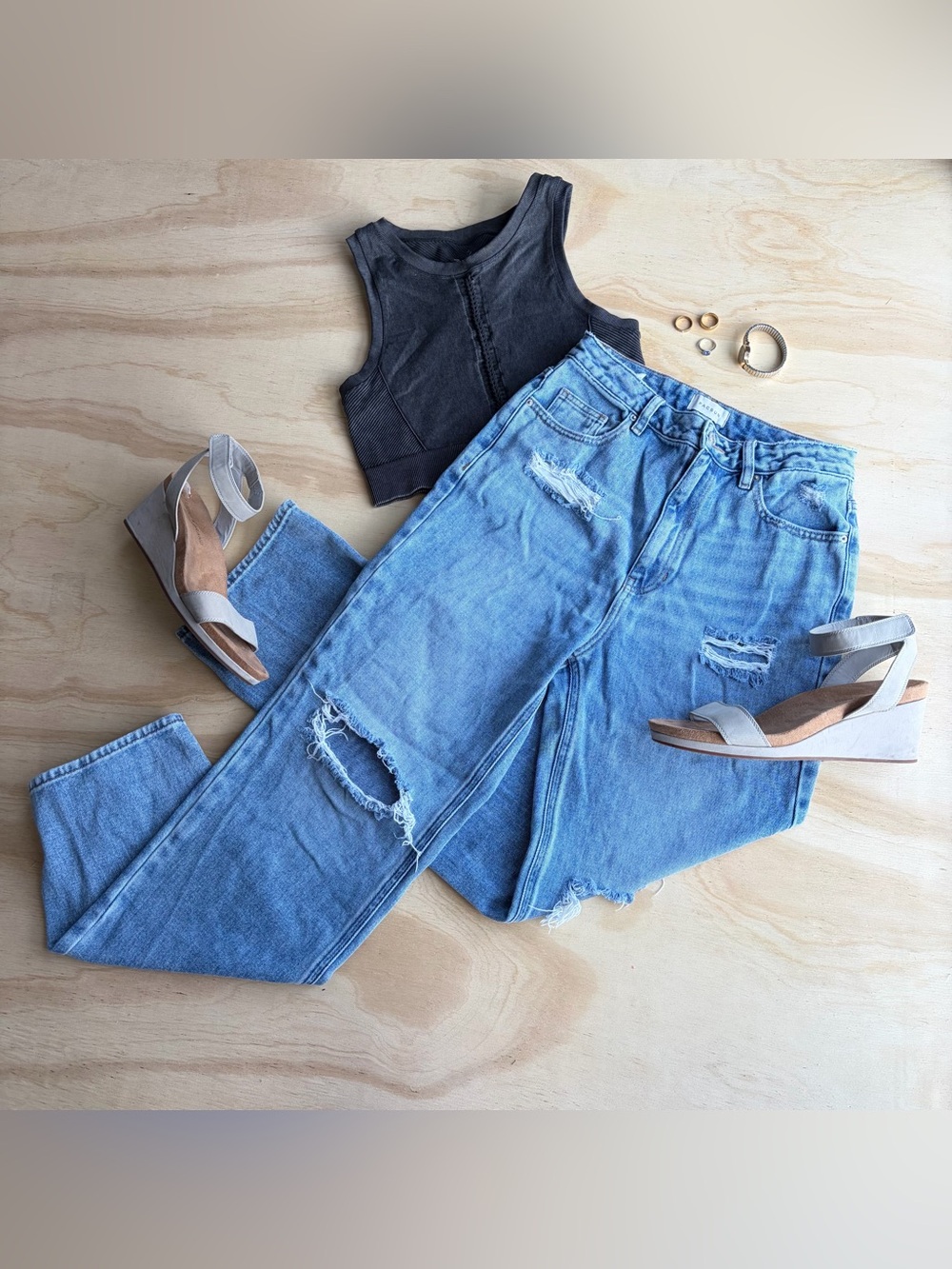 OFFLINE by Aerie Women's Dark Gray Ribbed High Neck Crop Tank Top Size L Seamles
